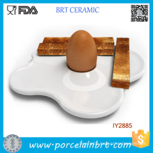 Custom Ceramic Fried Bread White Plates with Egg Cup